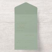 Modern Sage Green Simple Wedding All In One Uitnodiging (Binnenkant)