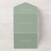 Modern Sage Green Simple Wedding All In One Uitnodiging (Buitenkant)