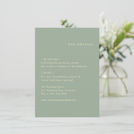 Modern Sage Green Simple Wedding Informatiekaartje