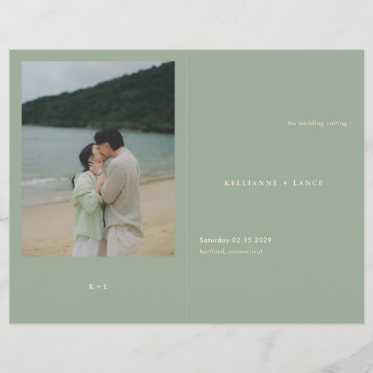 Modern Sage Green Simple Wedding Program Flyer (Voorkant)