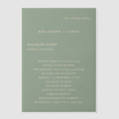 Modern Sage Green Simple Wedding Program Vellum Uitnodigingen (Voorkant)