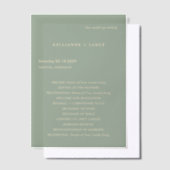 Modern Sage Green Simple Wedding Program Vellum Uitnodigingen (Offset)