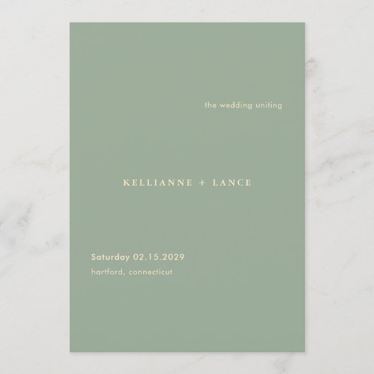 Modern Sage Green Simple Wedding Programmakaart (Voorkant)