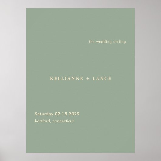 Modern Sage Green Simple Wedding Welcome Sign Poster (Voorkant)
