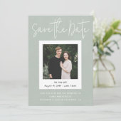 Modern Sage Green Snapshot Photo Save the Date Kaart (Staand voorkant)