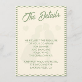 Modern Sage Green Stripe QR Code Wedding Details Informatiekaartje