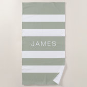 Modern Sage Green Striped Pattern Strandlaken (Voorkant)