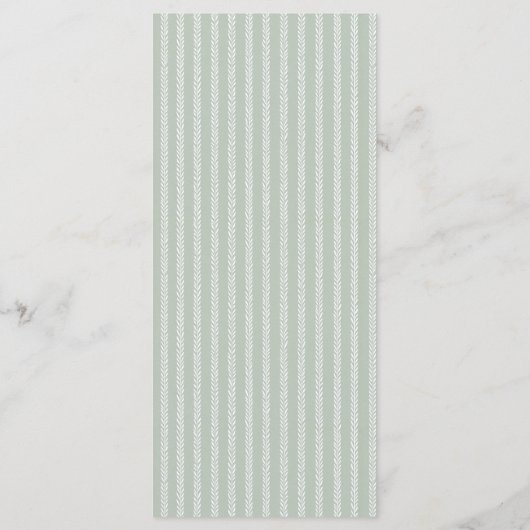 Modern Sage Green Stripes Wedding Menu (Achterkant)