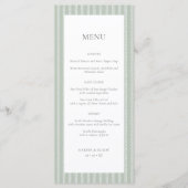 Modern Sage Green Stripes Wedding Menu (Voorkant)