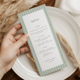 Modern Sage Green Stripes Wedding Menu