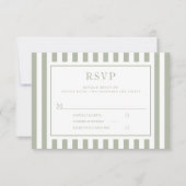 Modern Sage Green Stripes Wedding RSVP Kaartje (Voorkant)