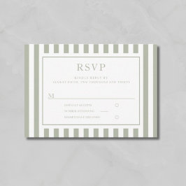 Modern Sage Green Stripes Wedding RSVP Kaartje