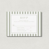 Modern Sage Green Stripes Wedding RSVP Kaartje