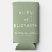 Modern Sage Green Stylish Wedding Gepersonaliseerd Seltzer Blikjeskoeler (Achterkant)