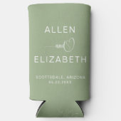 Modern Sage Green Stylish Wedding Gepersonaliseerd Seltzer Blikjeskoeler (Voorkant)