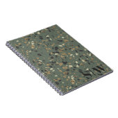 Modern Sage Green Tan Terrazzo Initialen Monogram  Notitieboek (Rechterzijde)
