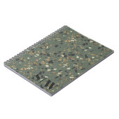 Modern Sage Green Tan Terrazzo Initialen Monogram  Notitieboek (Linkerzijde)