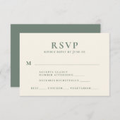 Modern Sage Green Text Meal Choice Weddenschap RSVP Kaartje (Voorkant / Achterkant)
