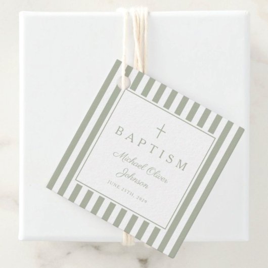 Modern Sage Green Thank You Baptism Bedankjes Labels