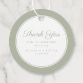 Modern Sage Green Thank You Baptism Bedankjes Labels (Achterkant)