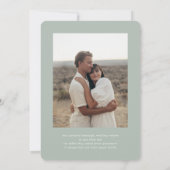 Modern Sage Green Two Photo Wedding Save Date Kaart (Achterkant)