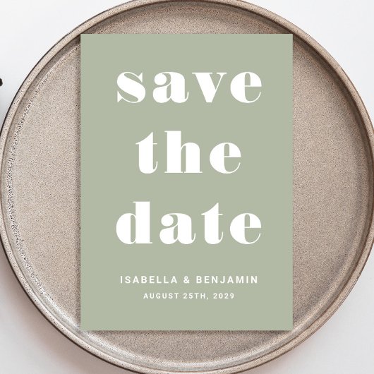 Modern Sage Green Typography Wedding Save The Date