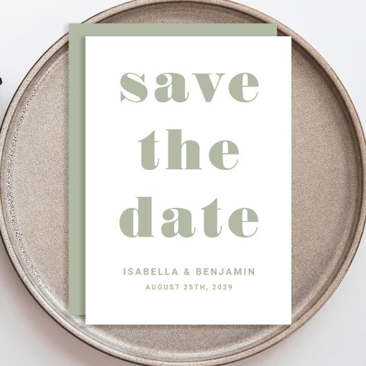 Modern Sage Green Typography Wedding Save The Date