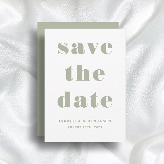 Modern Sage Green Typography Wedding Save The Date