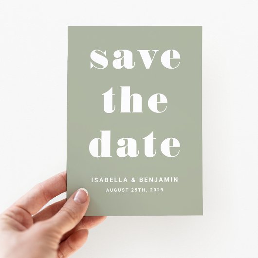 Modern Sage Green Typography Wedding Save The Date