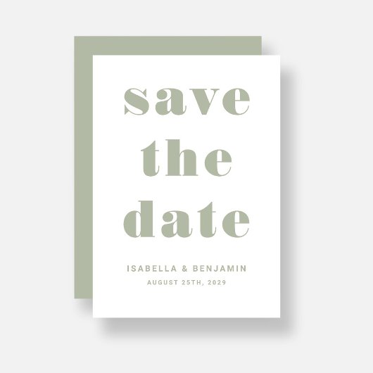 Modern Sage Green Typography Wedding Save The Date