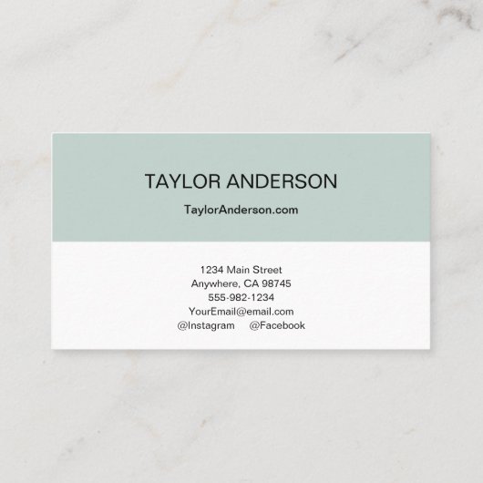 Modern Sage Green Visitekaartje (Achterkant)