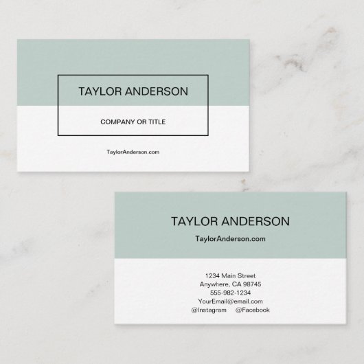 Modern Sage Green Visitekaartje (Voorkant / Achterkant)