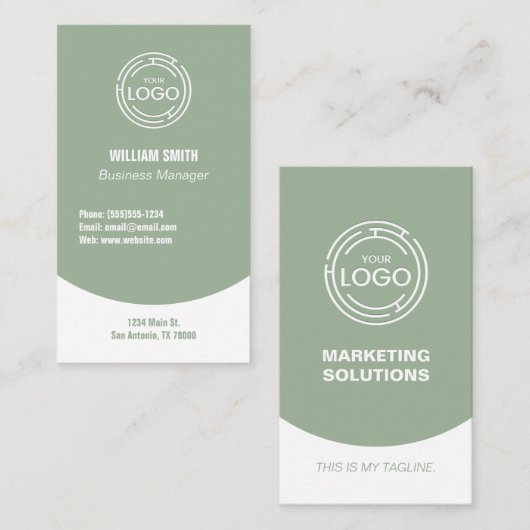 Modern Sage Green Visitekaartje (Voorkant / Achterkant)