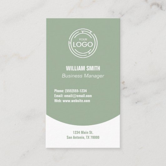 Modern Sage Green Visitekaartje (Voorkant)