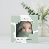 Modern Sage Green Watercolor Baby aankondiging (Staand voorkant)
