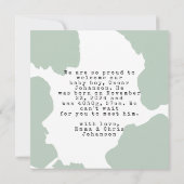 Modern Sage Green Watercolor Baby aankondiging (Achterkant)