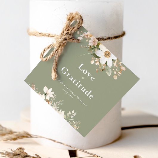 Modern Sage Green Waterverf Floral Wedding Bedankjes Labels