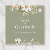Modern Sage Green Waterverf Floral Wedding Bedankjes Labels (Achterkant)