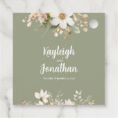 Modern Sage Green Waterverf Floral Wedding Bedankjes Labels (Achterkant)