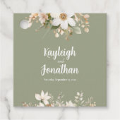 Modern Sage Green Waterverf Floral Wedding Bedankjes Labels (Voorkant)