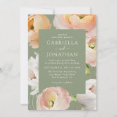 Modern Sage Green Waterverf Floral Wedding Kaart (Voorkant)