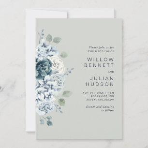 Modern Sage Green Waterverf Floral Wedding Kaart
