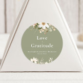 Modern Sage Green Waterverf Floral Wedding Ronde Sticker