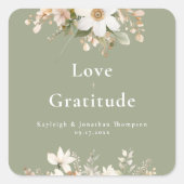 Modern Sage Green Waterverf Floral Wedding Vierkante Sticker (Voorkant)