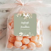 Modern Sage Green Waterverf Floral Wedding Vierkante Sticker