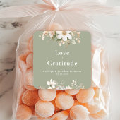 Modern Sage Green Waterverf Floral Wedding Vierkante Sticker