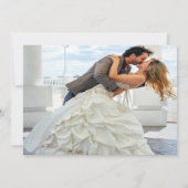 Modern Sage Green Wavy Stripe Photo Wedding Bedankkaart (Achterkant)