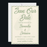 Modern Sage Green Wavy Stripe Photo Wedding Save The Date<br><div class="desc">Announce your big day with this modern sage green wavy stripe photo wedding save the date. The soft flowing stripe design frames your favorite engagement photo beautifully, creating a stylish and memorable announcement for your upcoming celebration. Fully customizable with your names, photo, and wedding date, this elegant save the date...</div>