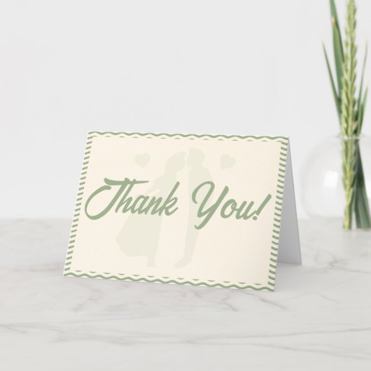 Modern Sage Green Wavy Stripe Wedding Bedankkaart (Voorkant)