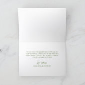 Modern Sage Green Wavy Stripe Wedding Bedankkaart (Binnen)